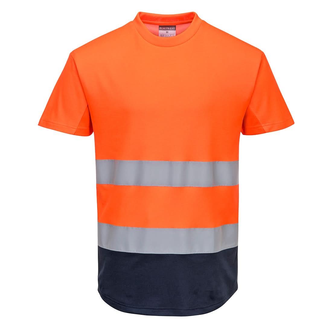 Portwest Hi Vis Contrast Mesh Insert T Shirt SS C395 - Orange Navy - Customisable Hi-Vis T-Shirts