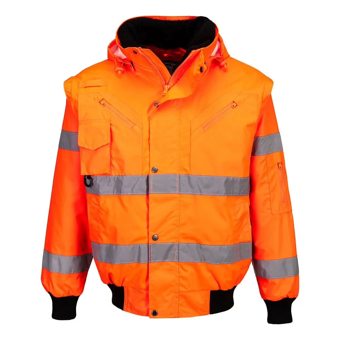Hi Vis 3 In 1 Bomber Jacket C467 - Orange - Customisable Multi-Way Jackets