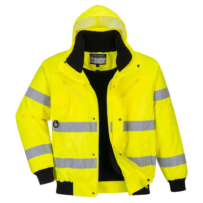 Hi Vis 3 In 1 Bomber Jacket C467 - Yellow - Customisable Multi-Way Jackets