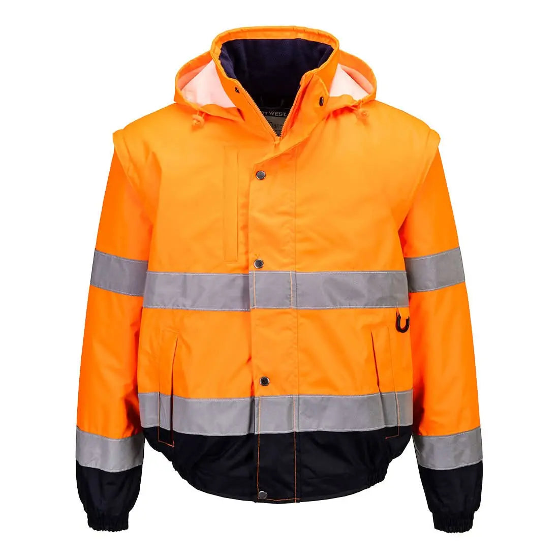 Hi Vis 2 In 1 Contrast Bomber Jacket C468 - Orange - Customisable Multi-Way Jackets