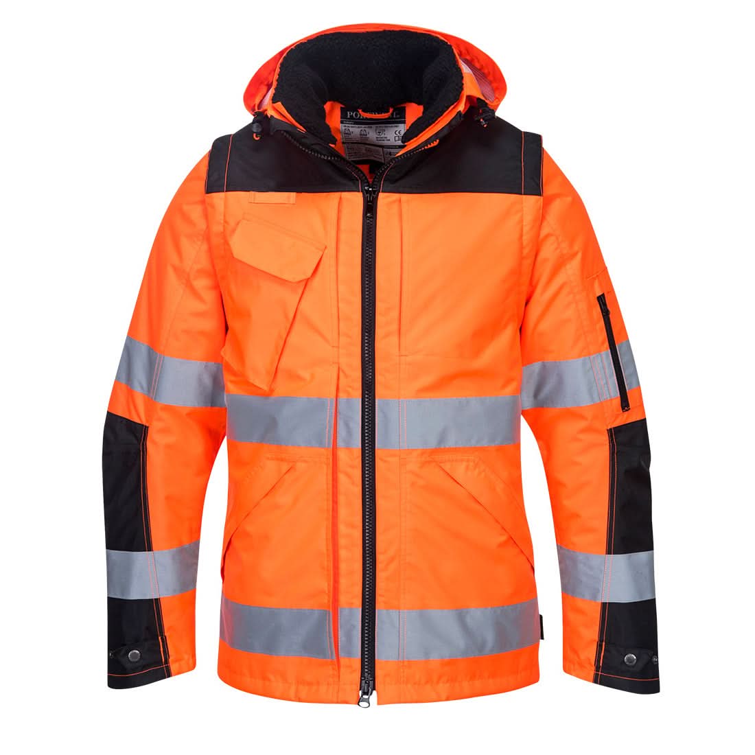 Portwest Hi Vis 3 In 1 Contrast Winter Pro Jacket C469 - Orange Black - Customisable Jacket