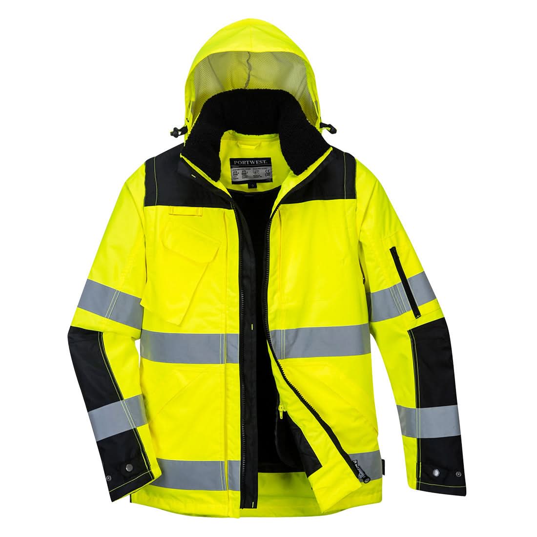 Portwest Hi Vis 3 In 1 Contrast Winter Pro Jacket C469 - Yellow Black - Customisable Jacket