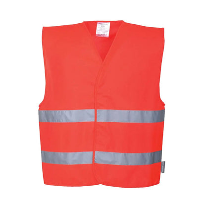 Hi Vis Two Band Vest C474 - Red - Customisable Vests