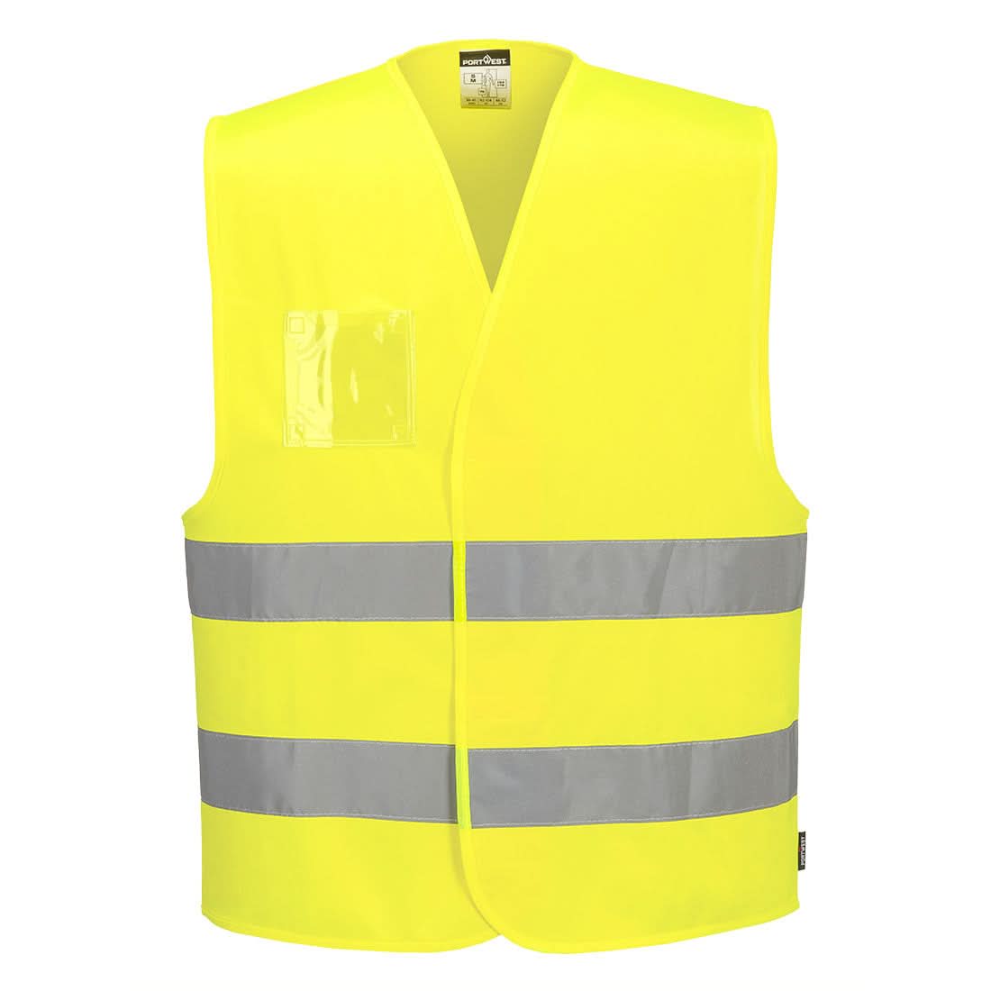 Portwest Hi Vis Two Band Dual Id Holder Vest C475 - Yellow - Customisable HV Vest