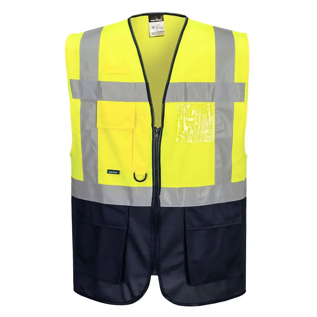 Warsaw Hi Vis Contrast Executive Vest C476 - Yellow Black - Customisable Vests