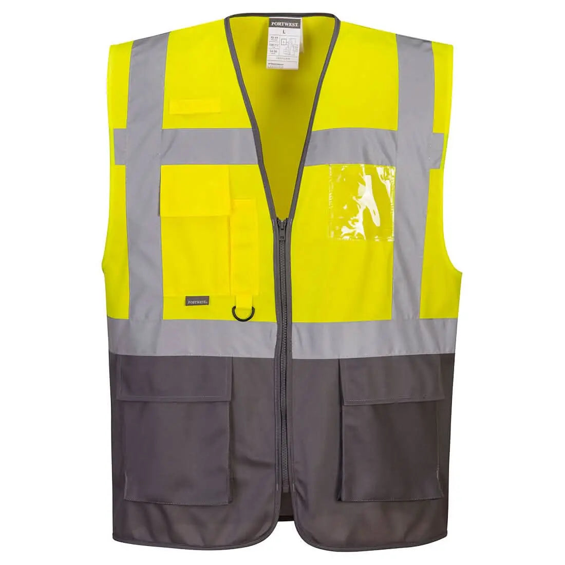 Warsaw Hi Vis Contrast Executive Vest C476 - Yellow Grey - Customisable Vests