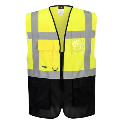 Warsaw Hi Vis Contrast Executive Vest C476 - Yellow Navy - Customisable Vests