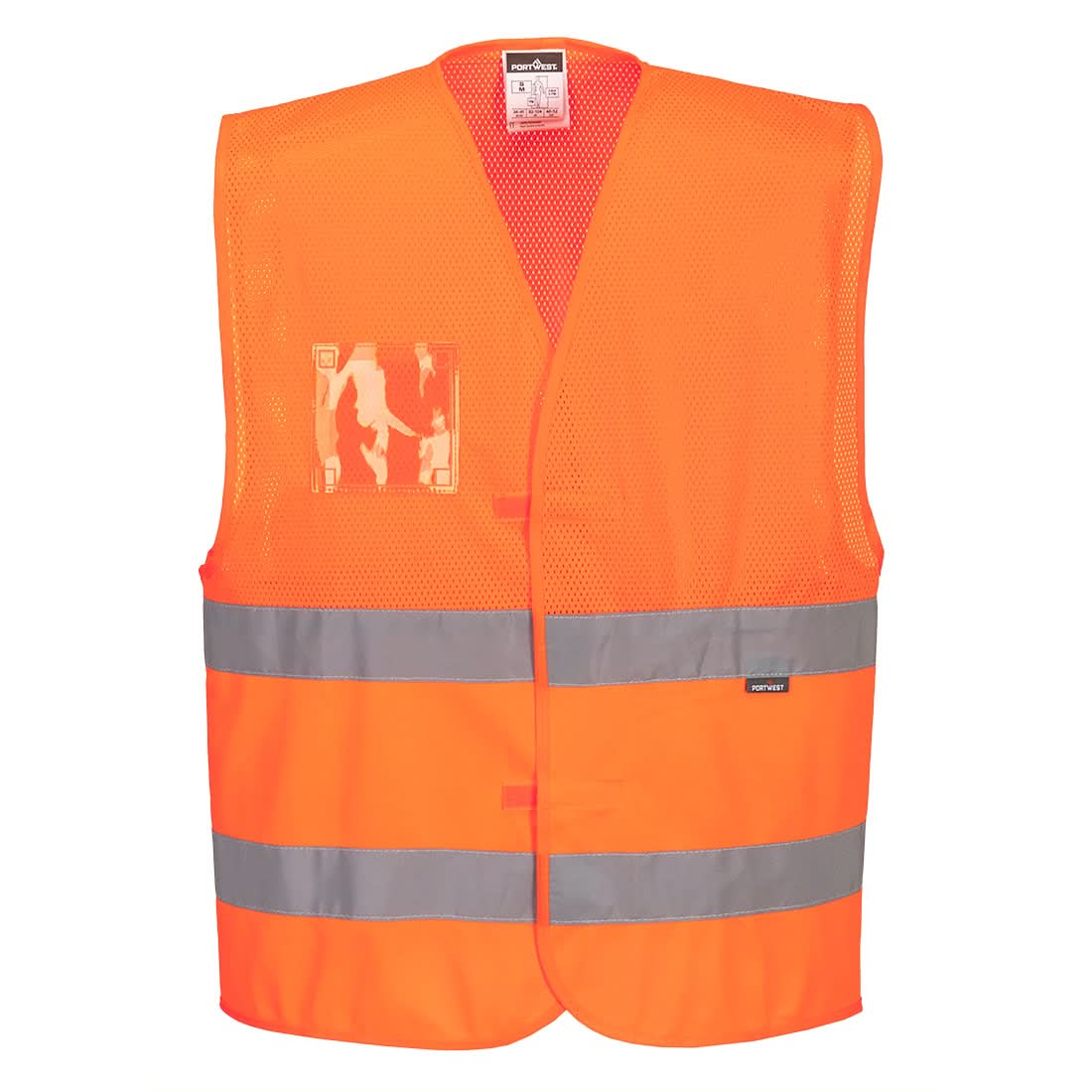 Portwest Hi Vis Half Mesh Two Band Vest C494 - Orange - Customisable HV Vest