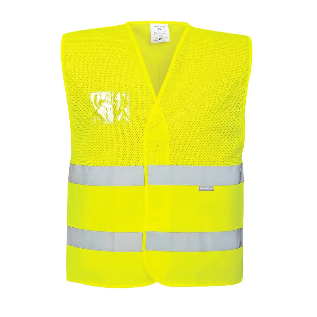 Hi Vis Half Mesh Two Band Vest C494 - Yellow - Customisable Vests