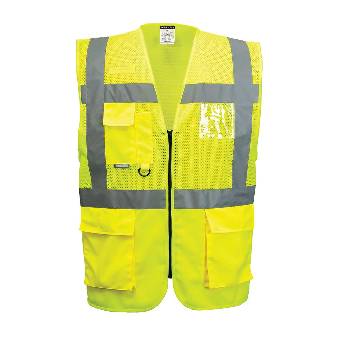 Portwest Madrid Hi Vis Half Mesh Executive Vest C496 - Yellow - Customisable HV Vest
