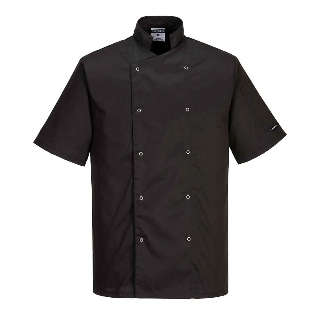 Portwest ChefS Cumbria Jacket SS C733 - Black - Customisable Jacket