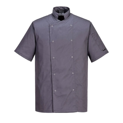 Portwest ChefS Cumbria Jacket SS C733 - Slate Grey XS - Customisable Jacket