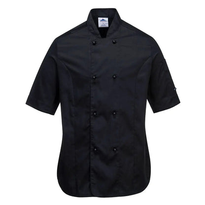 Rachel Women S Chefs Jacket Ss C737 - Black - Customisable Work Jackets