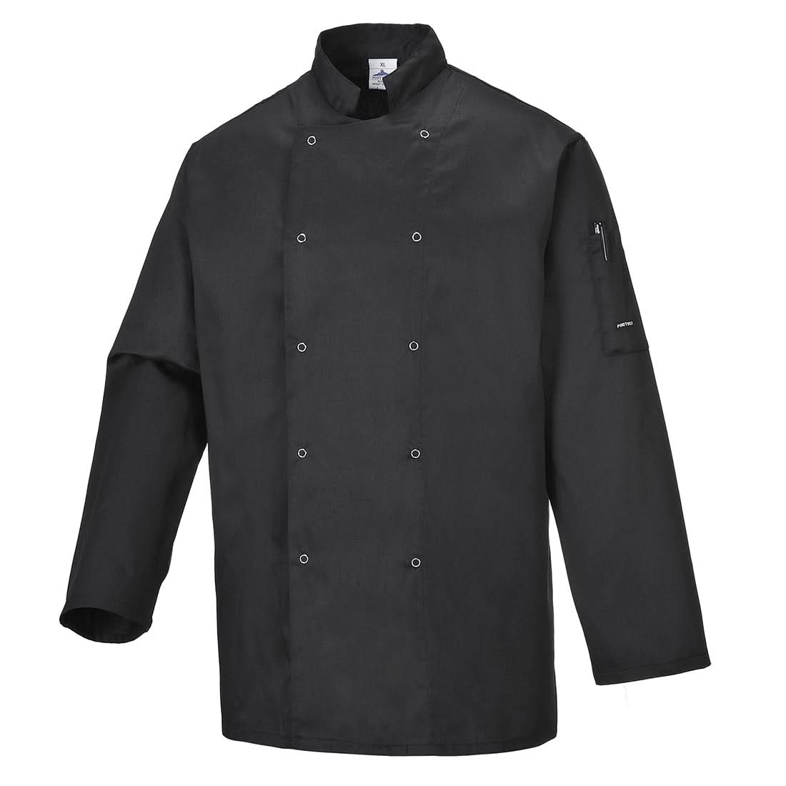 Portwest ChefS Suffolk Studded Jacket LS C833 - Black - Customisable Jacket