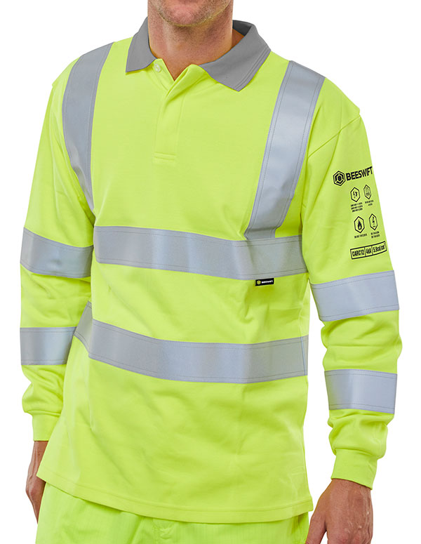 Beeswift Arc Compliant Hi Vis Anti Static Polo Shirt - Saturn Yellow - Customisable Polo Shirts