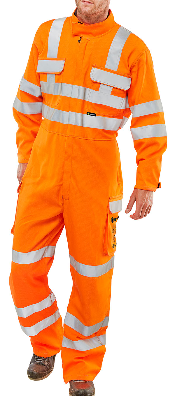 Beeswift Arc Compliant Hi Vis Rail Spec Boilersuit - Orange - Customisable Boilersuits