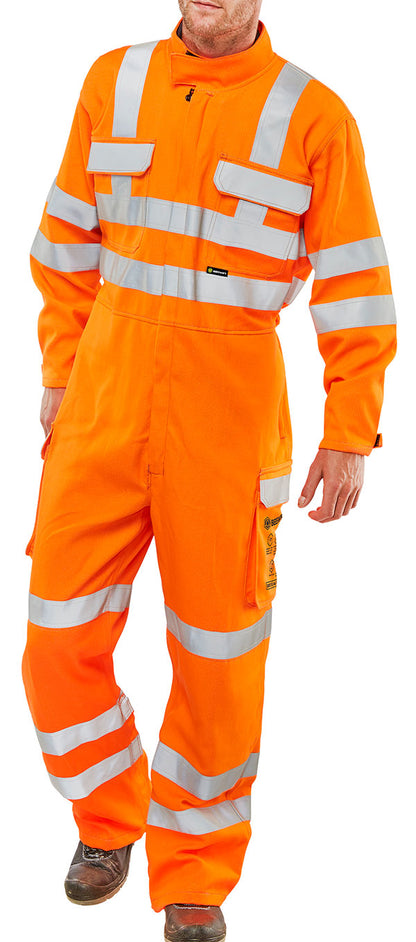 Beeswift Arc Compliant Hi Vis Rail Spec Boilersuit - Orange - Customisable Boilersuits