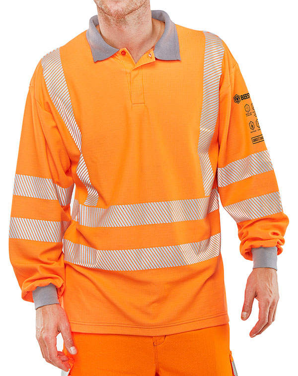 Beeswift Arc Compliant Rail Spec Polo Shirt - Orange - Customisable Polo Shirts