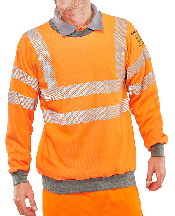 Beeswift Arc Compliant Hi Vis Rail Spec Sweatshirt - Orange - Customisable Sweatshirts