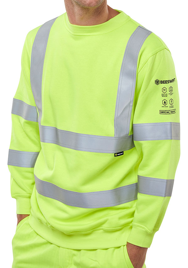 Beeswift Arc Compliant Hi Vis Sweatshirt - Saturn Yellow - Customisable Sweatshirts