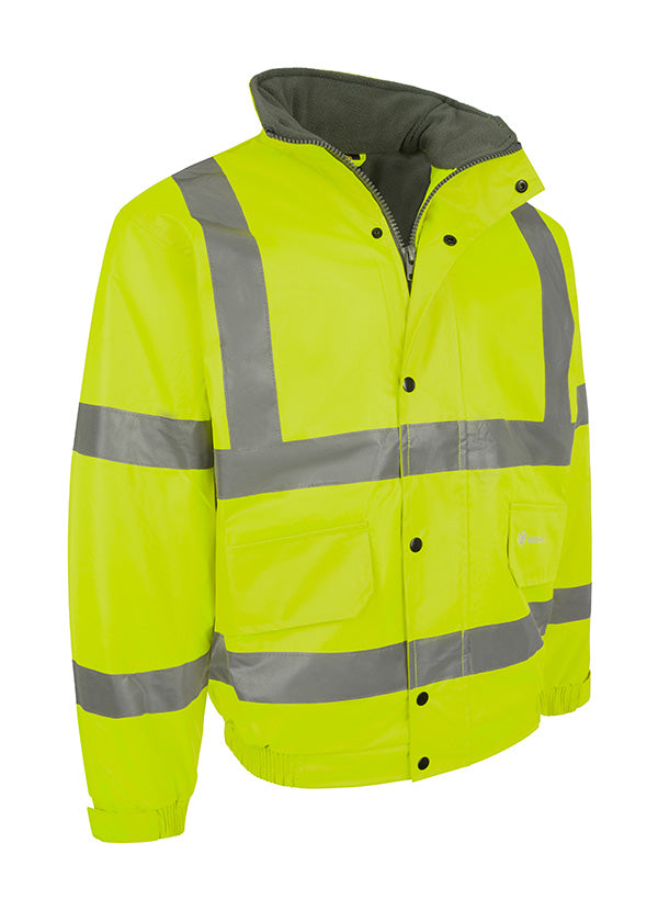 Beeswift Hi Vis Fleece Lined Bomber Jacket - Saturn Yellow - Customisable Bomber Jackets
