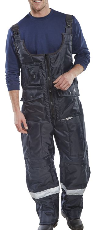 Beeswift Coldstar Freezer Bib Trousers - Navy Blue - Customisable Freezer Wear