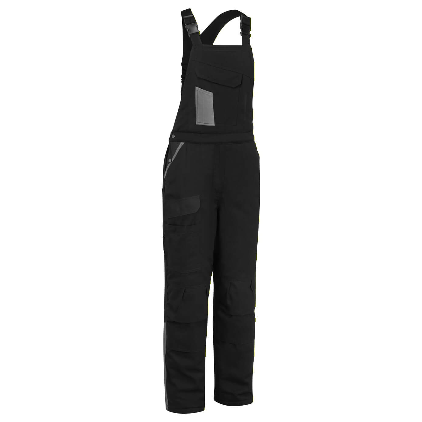 Wx1 Two Tone Insulated Cotton Bib And Brace Cd117 - Black Grey - Customisable Bib &amp; Braces