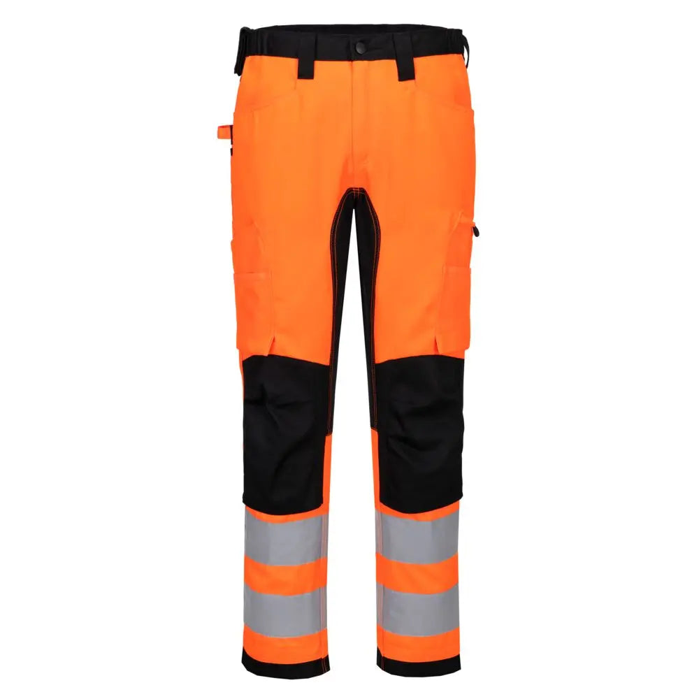 Wx2 Eco Hi Vis Stretch Trade Trouser Cd848 - Orange Black - Customisable Work Trousers