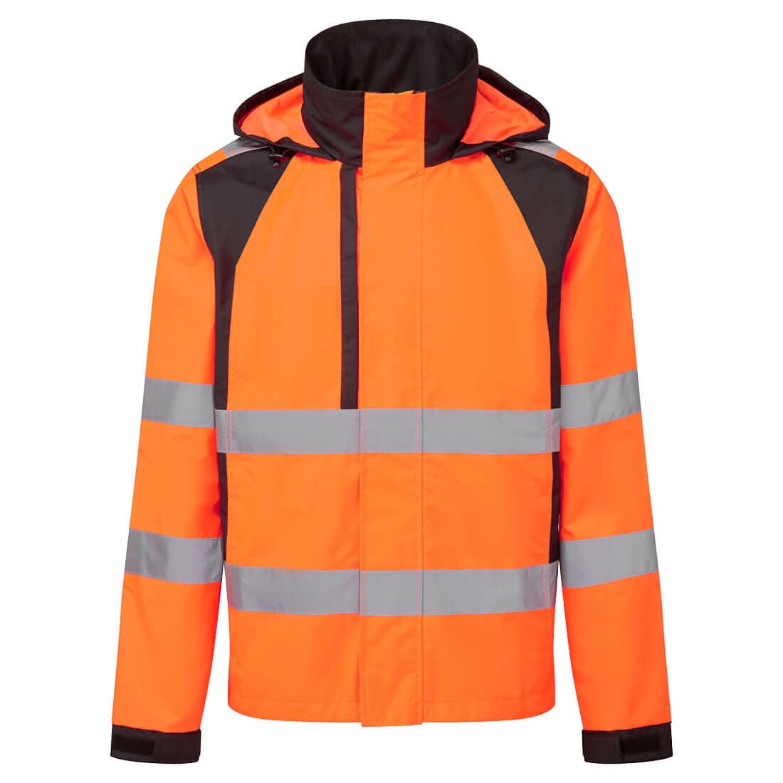 Portwest Wx2 Eco Hi Vis Rain Jacket CD860 - Orange Black - Customisable Jacket