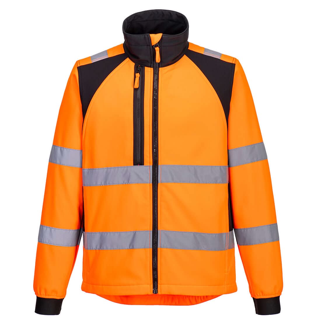 Portwest Wx2 Eco Hi Vis Softshell 2L CD875 - Orange Black - Customisable Hi-Vis Jackets