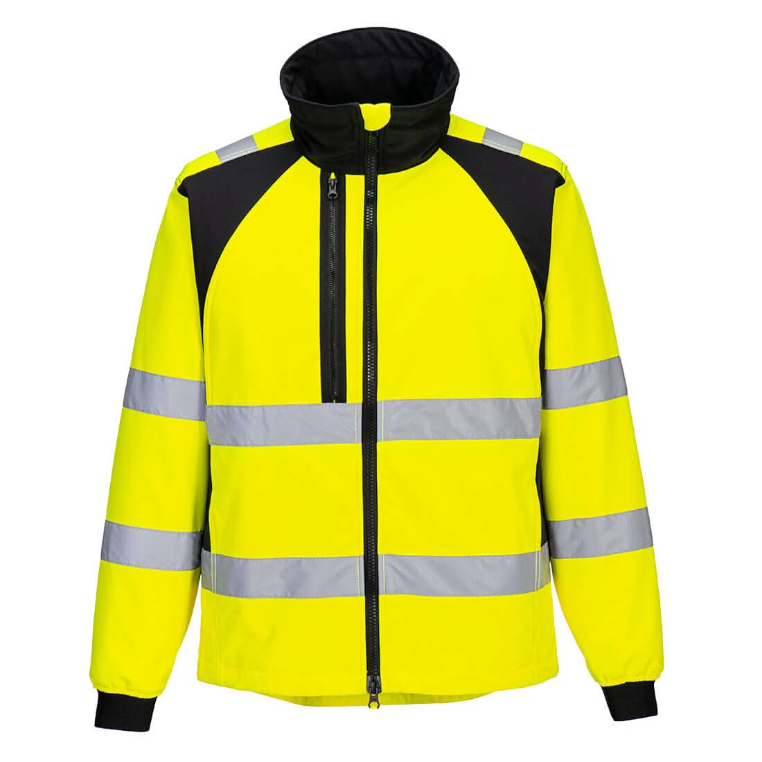 Portwest Wx2 Eco Hi Vis Softshell 2L CD875 - Yellow Black - Customisable Hi-Vis Jackets