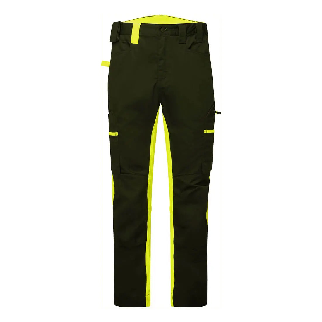 Wx2 Eco Stretch Trade Trousers Cd881 - Black Yellow - Customisable Work Trousers
