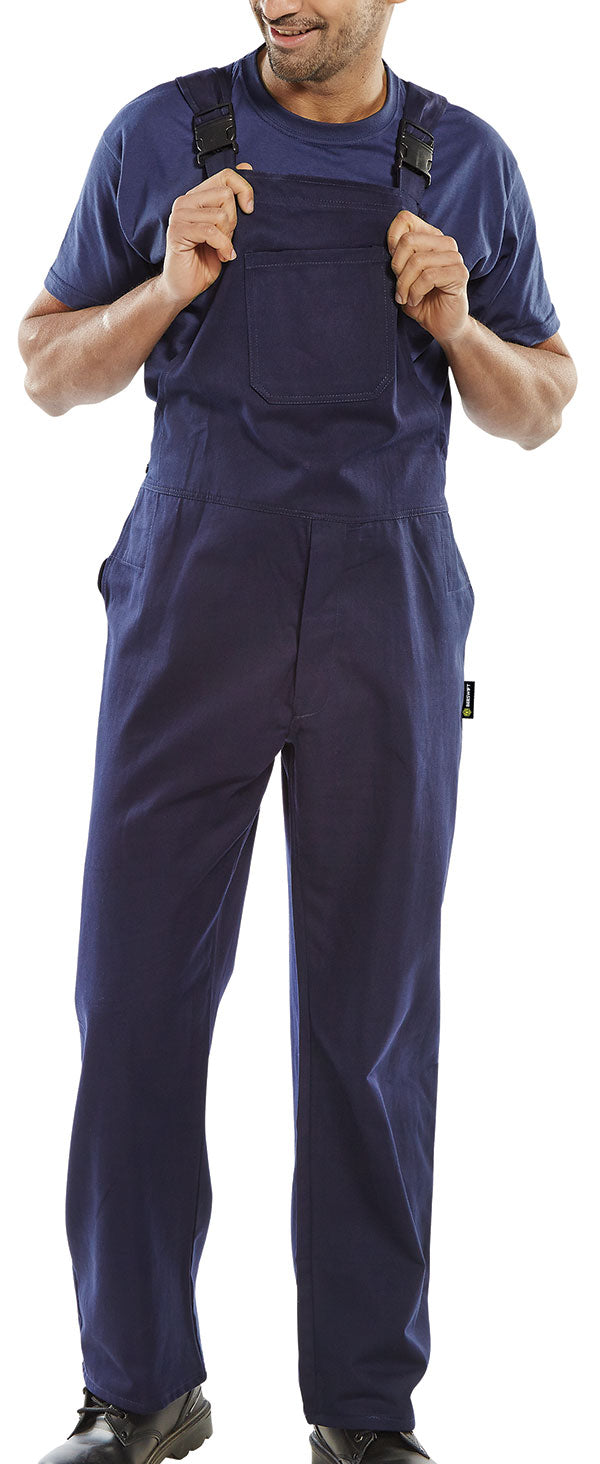 Beeswift Cotton Drill Bib And Brace - Navy Blue - Customisable Bib &amp; Braces
