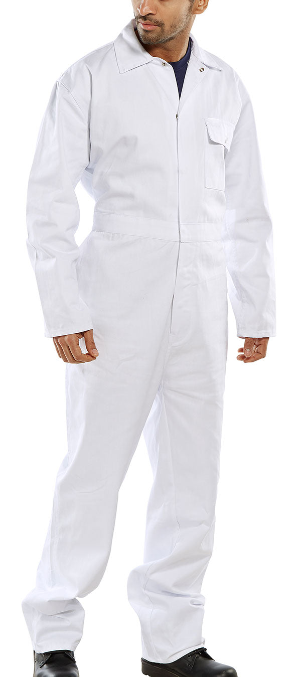 Beeswift Cotton Drill Boilersuit - White - Customisable Boilersuits