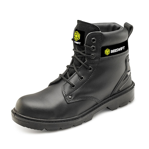 Beeswift Smooth Leather Inch Boot - Black - Customisable Safety Boots