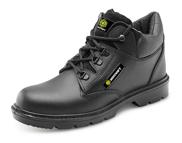 Beeswift Leather Mid Cut Midsole Boot - Black - Customisable Safety Boots