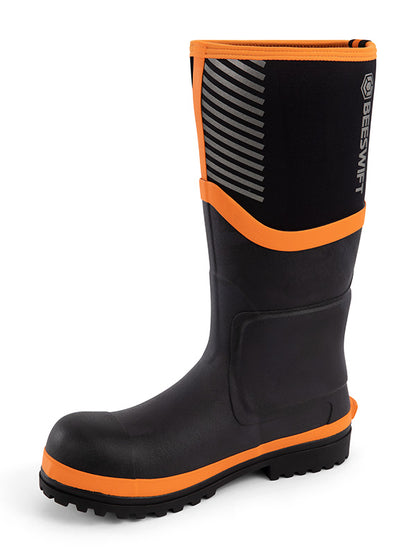 Beeswift Neo Force Neoprene Fully Safety Wellington Cf501 - Black Orange - Customisable Wellingtons