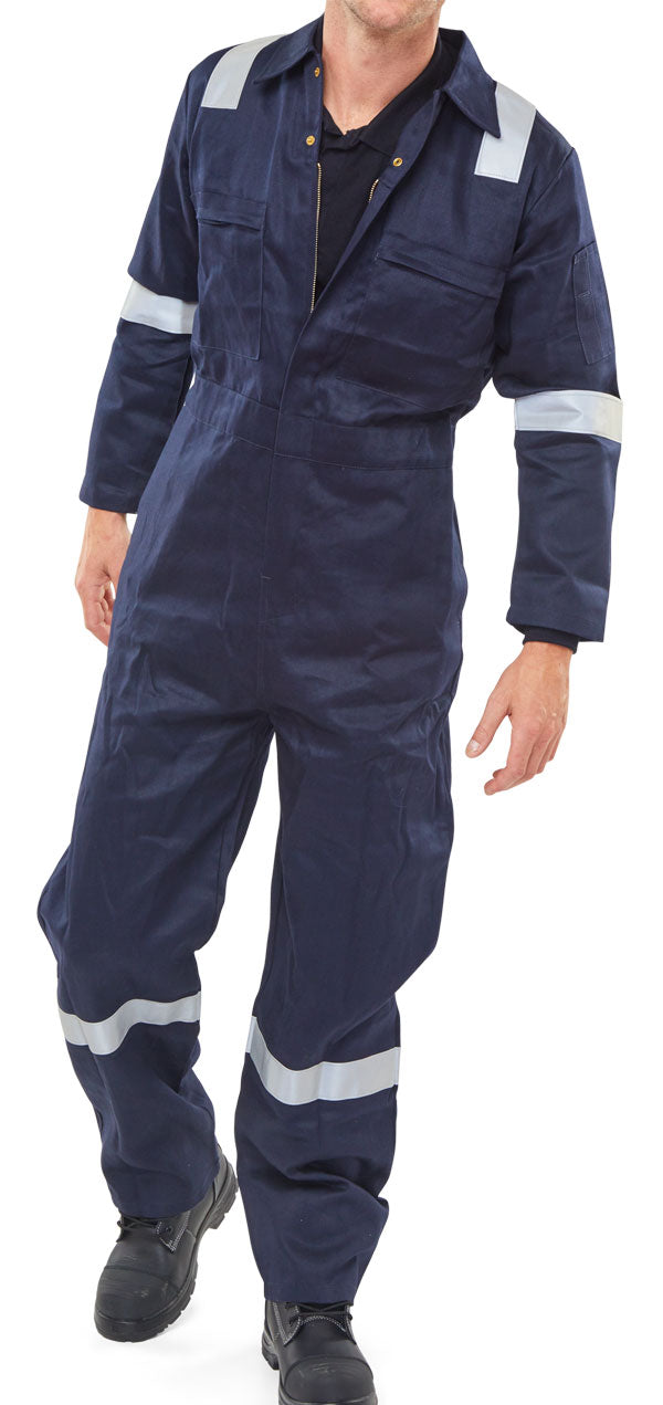 Beeswift Burgan Fire Retardant Anti Static Boilersuit - Navy Blue - Customisable Boilersuits