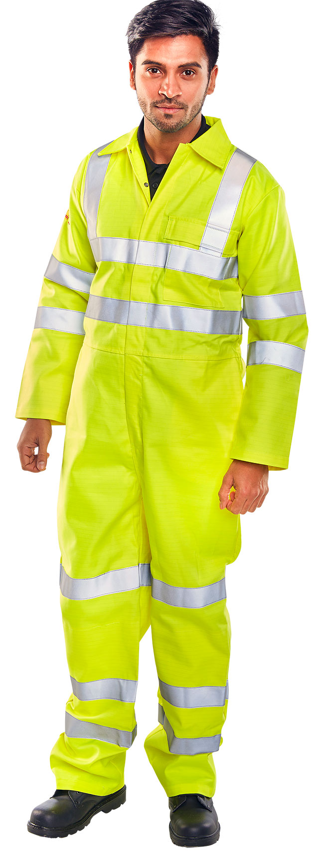Beeswift Tesla Fire Retardant Hi Vis Anti Static Boilersuit - Saturn Yellow - Customisable Boilersuits