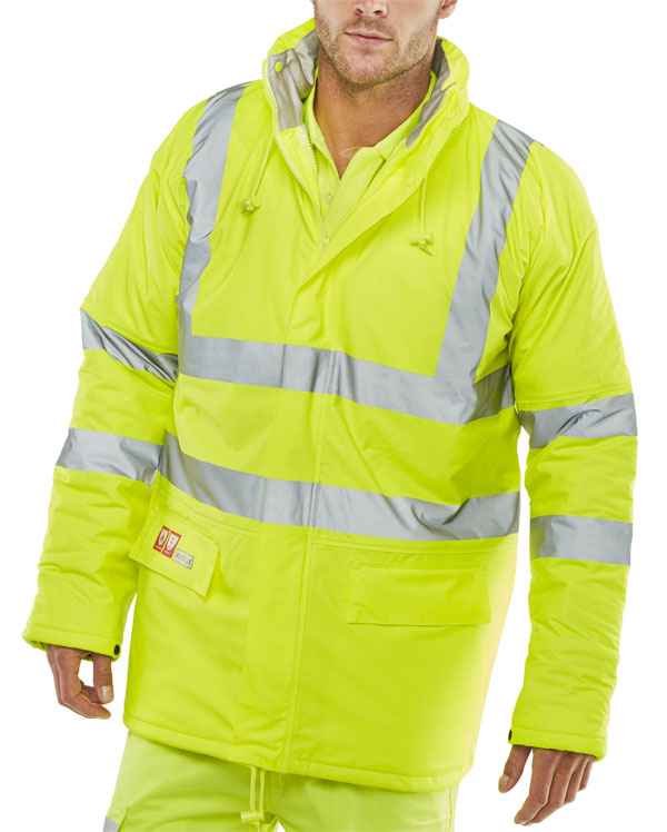 Beeswift Fire Retardant Hi Vis Anti Static Padded Jacket - Saturn Yellow - Customisable Jackets