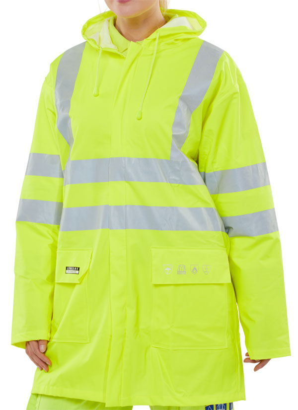 Beeswift Fire Retardant Hi Vis Anti Static Jacket - Saturn Yellow - Customisable Jackets