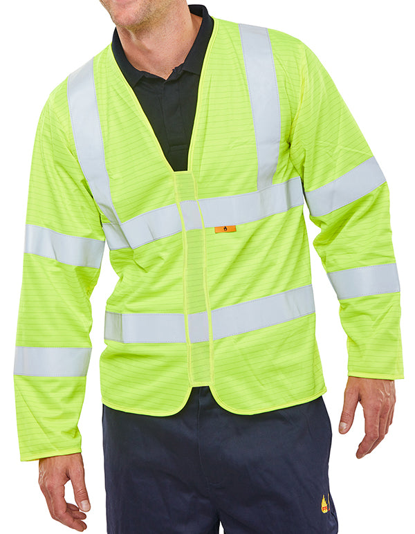 Beeswift Fire Retardant Hi Vis Jerkin - Saturn Yellow - Customisable Jerkins