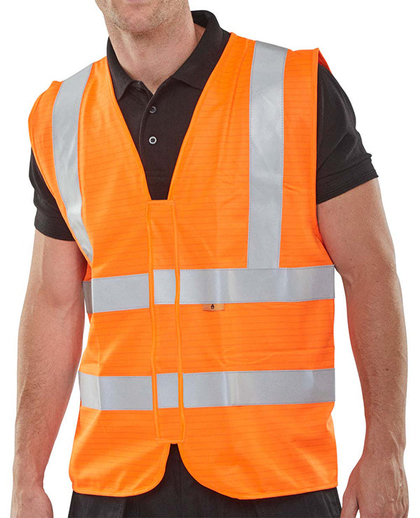 Beeswift Fire Retardant Hi Vis Vest - Orange - Customisable Waistcoats / Vests