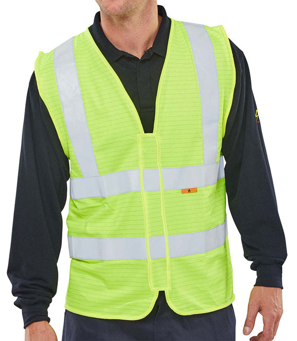 Beeswift Fire Retardant Hi Vis Vest - Saturn Yellow - Customisable Waistcoats / Vests
