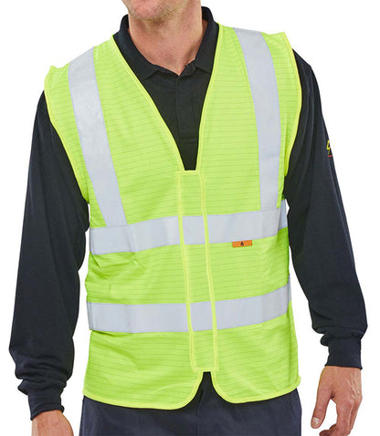 Beeswift Fire Retardant Hi Vis Vest - Saturn Yellow - Customisable Waistcoats / Vests