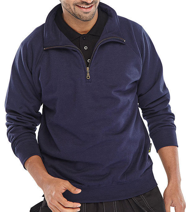 Beeswift Quarter Zip Sweatshirt - Navy Blue - Customisable Sweatshirts