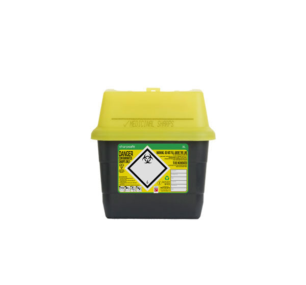 Clinisafe Sharp Safe Container Ltr - Yellow 3LTR - Customisable Sharps Bins