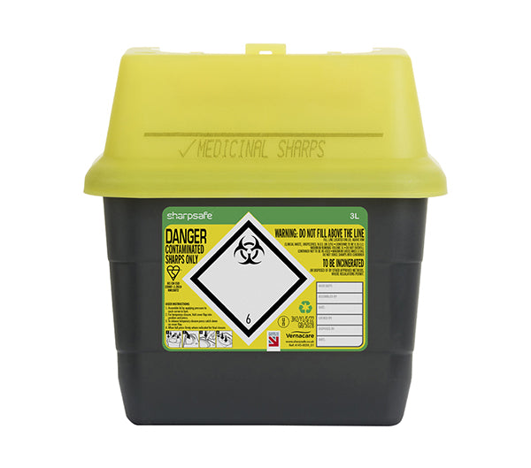 Sharpsafe Sharps Bin Ltr - Yellow 3LTR - Customisable Sharps Bins
