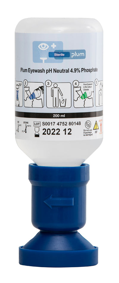 Plum Safety Eyewash Ml P H N Phosphate With Eyecup Cm0747 - Blue 200ML - Customisable Eye Wash