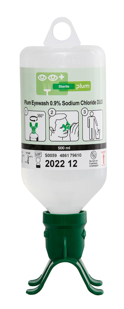 Plum Safety Eyewash Ml Percent Sodium Chloride Duo Cm0748 - Green 500ML - Customisable Eye Wash